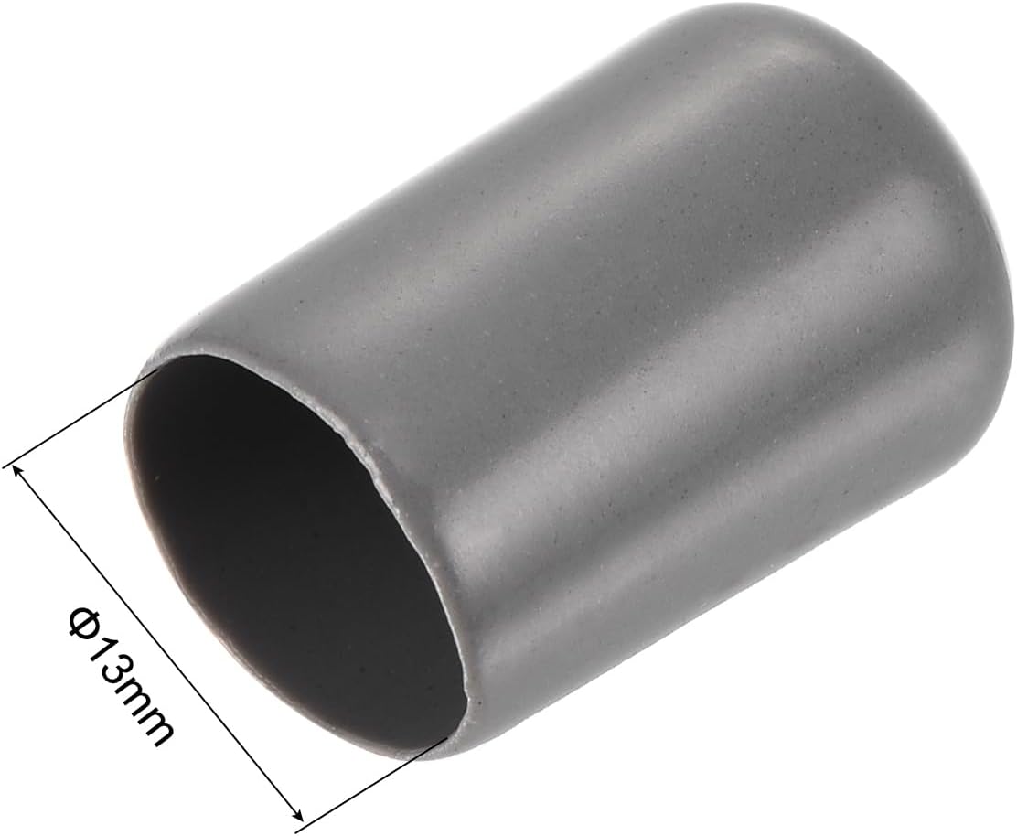 uxcell 50pcs Rubber End Caps 13mm(1/2 inch) ID Vinyl PVC Round Tube Bolt Cap Cover Screw Thread Protectors Dark Grey