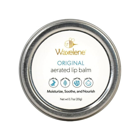 Waxelene Original Aerated Lip Balm Tin, Best Lip Balm Ever Organic Calming Multipurpose Ointment Baby Eczema Dry Sensitive Skin Body Face Moisturizer