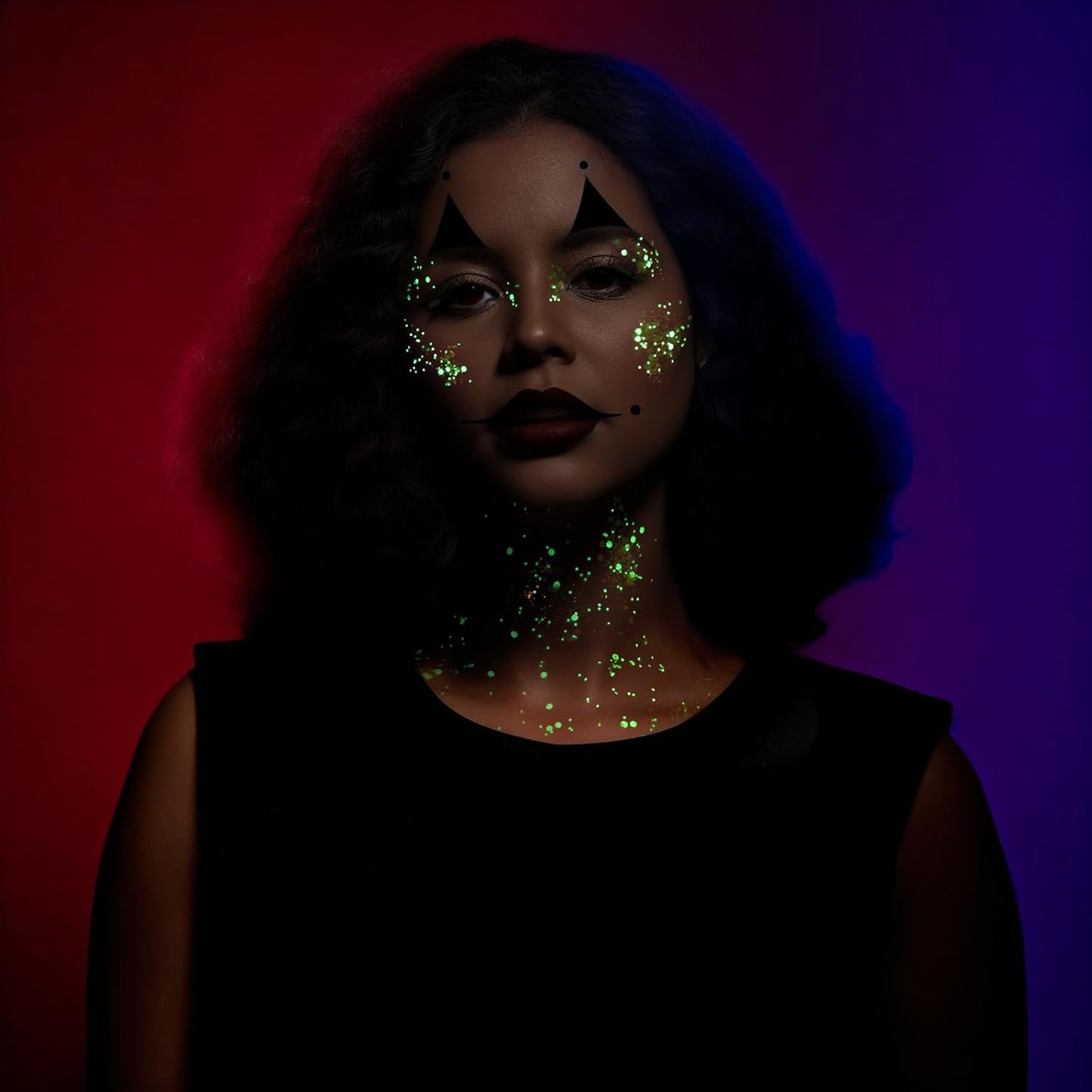 Teenitor 6 Colors Glow in The Dark Glitter Gel, Face Glitter Gel, Body Glitter Hair Glitter for Halloween Makeup UV Black Light Party Cheer Raves Festivals