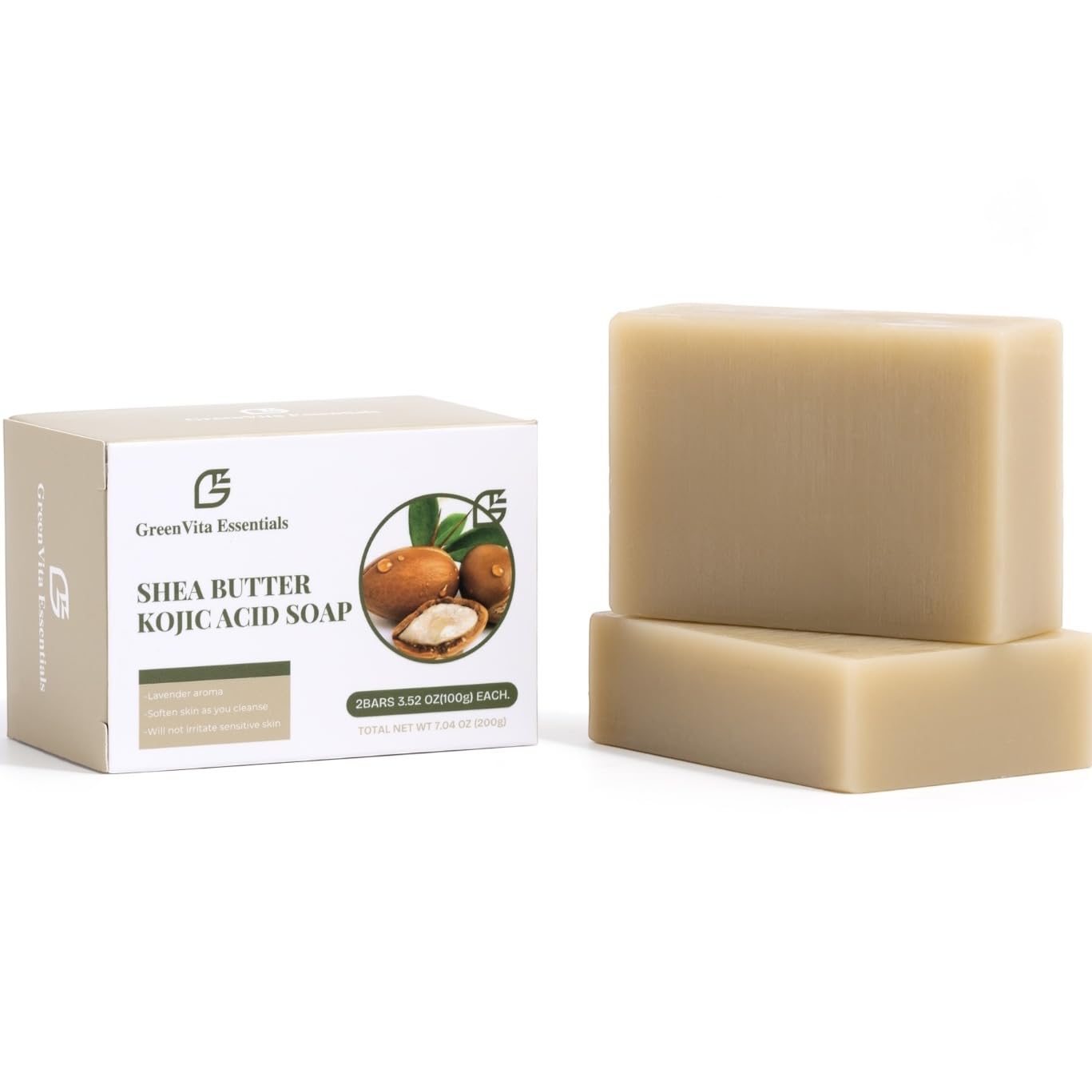 Shea Butter Kojic Soap-Skin and Body Brightening with Shea Butter, Dark Spot Remover, Acne Fighting and Moisturizer (Pack of 2) 100g each