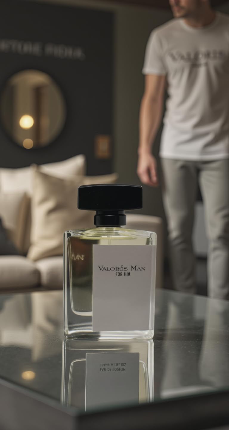 Valoris Man Eau de Parfum, Citrus and Spice Fragrance with Leather and Musk Notes