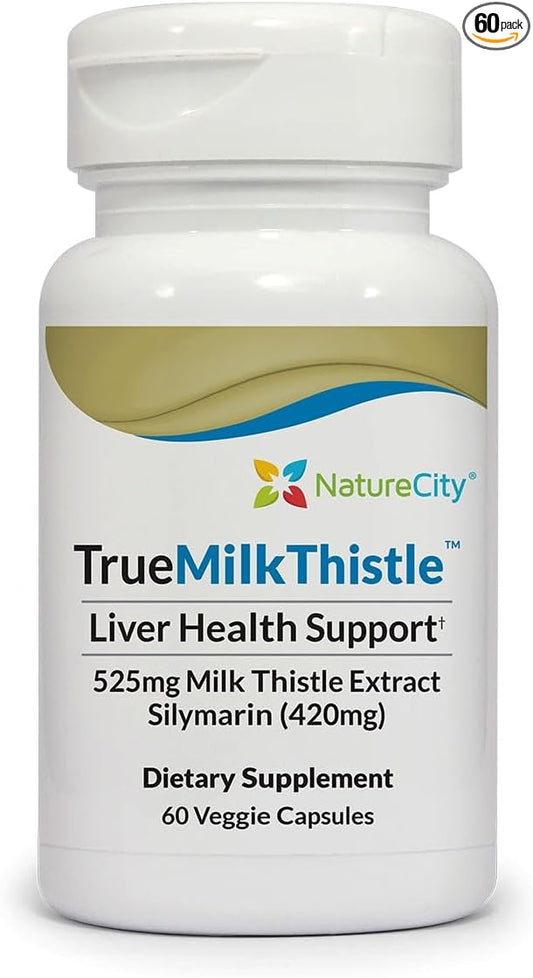 TrueMilkThistle | Milk Thistle Liver Supplement 525mg Milk (80% silymarin) 420mg of (60 Veggie