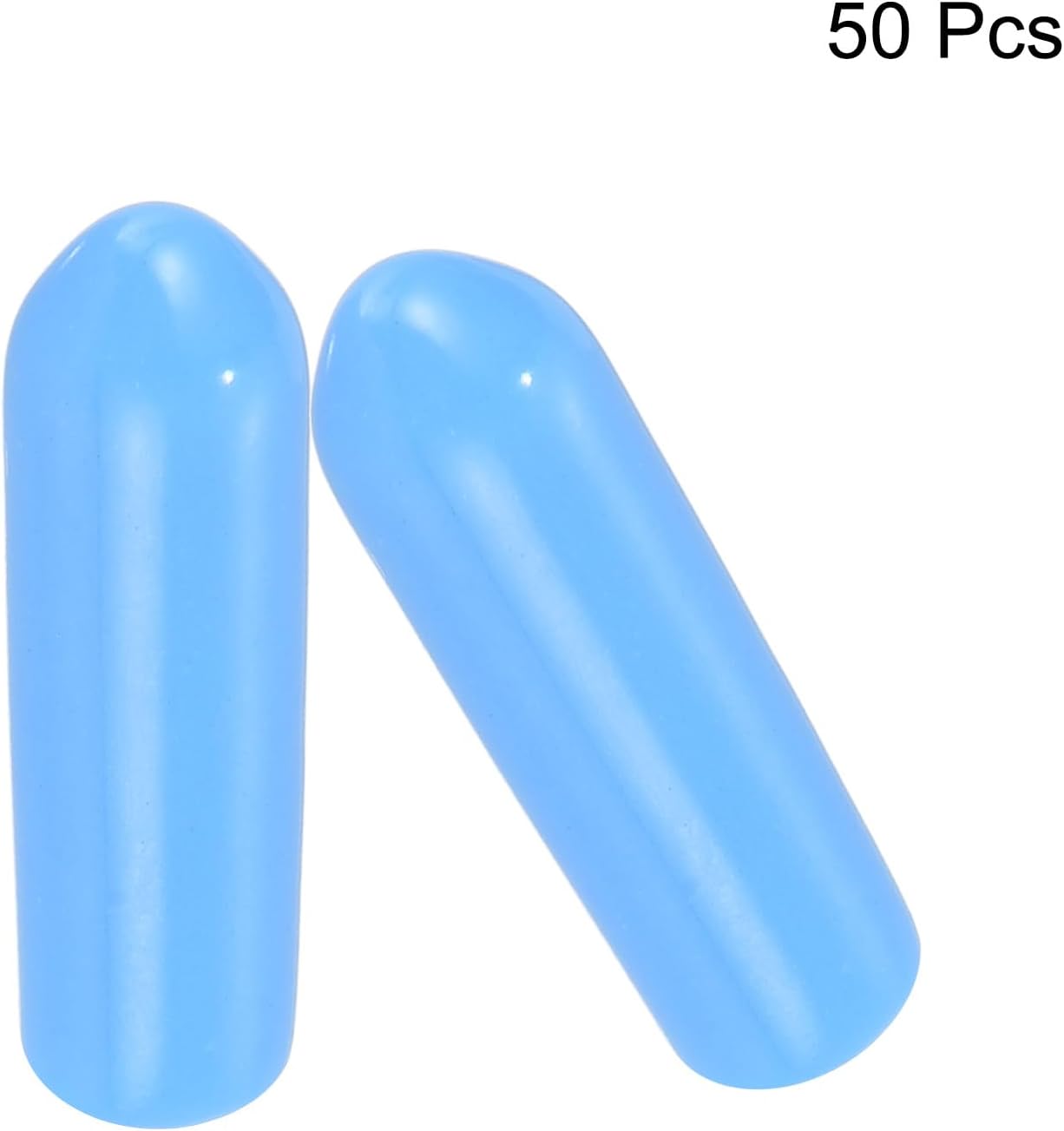 uxcell 50Pcs Rubber End Caps 4mm ID Vinyl PVC Round Tube Bolt Cap Cover Screw Thread Protectors Light Blue, 0.16 inch
