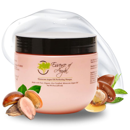 Essence Of Argan Renewing Deep Conditioning Hair Mask Infused with 100% Pure Moroccan Organic Argan Oil - Revitalizes Dry Damaged Hair- Hydrating Hair Mask - All Hair Types (236ml/8oz)