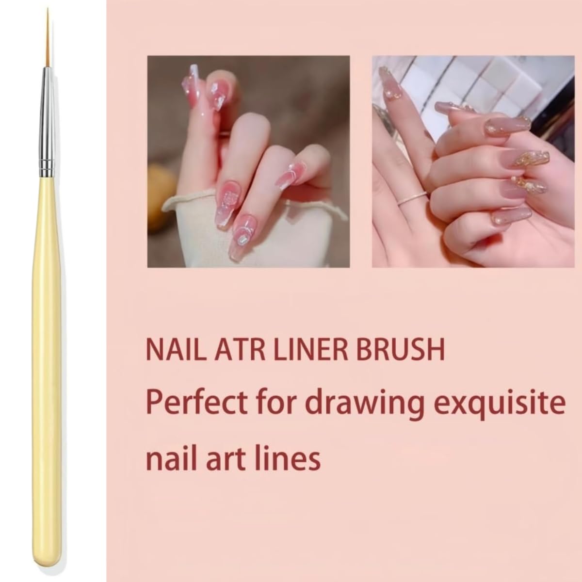 Nail Art Brushes, 6PCS Nail Design Painting Brush Sets with Nail Polish Brush Nail Liner Brush Nail Extension Gel Brush Builder Nail Gel Brush and Nail Dotting Tool for DIY Nail Art