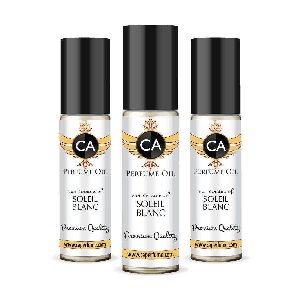 CA Perfume Impression of Soleil Blanc Unisex Eau De Parfum Amber Floral Scent Long Lasting Unisex Fragrance Travel Size TSA Ready for Day and Night Wear 0.33 Fl Oz 10ml (Pack of 3)