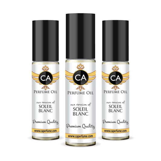 CA Perfume Impression of Soleil Blanc Unisex Eau De Parfum Amber Floral Scent Long Lasting Unisex Fragrance Travel Size TSA Ready for Day and Night Wear 0.33 Fl Oz 10ml (Pack of 3)