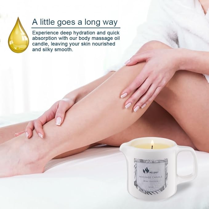 MELONY Soy Massage Oil Candle | Wine Chocolate | Low Temp | 2.82 OZ / 80G | Perfect Intensive Skin Treatment Candle | Nourishing with Almond Oil, Shea Butter & Cocoa Butter | Massage & Moisturise