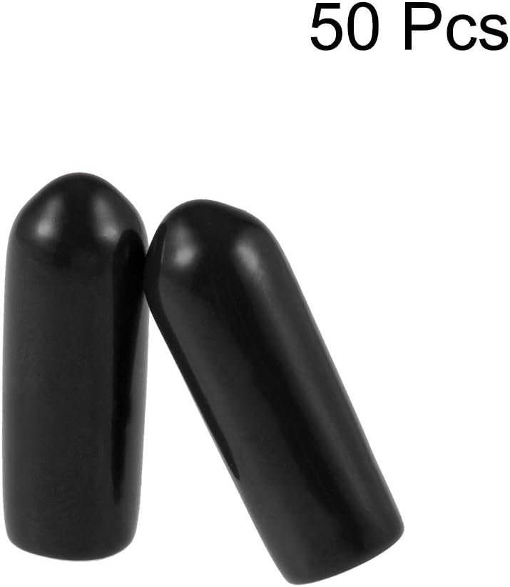 uxcell 50pcs Rubber End Caps 3.5mm(1/8 inch) ID Vinyl Round Tube Bolt Cap Cover Screw Thread Protectors Black