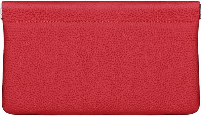 Genuine Leather Pocket Cosmetic Bag for Purse,Coin Purse Lipstick Cosmetic Accessories Travel Pouch for Storage Waterproof Portable No Zipper Self-closing Small Makeup Pouch (Red)
