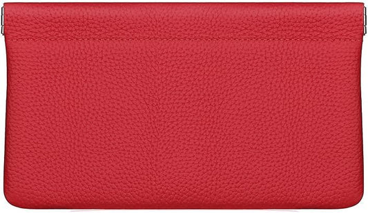 Genuine Leather Pocket Cosmetic Bag for Purse,Coin Purse Lipstick Cosmetic Accessories Travel Pouch for Storage Waterproof Portable No Zipper Self-closing Small Makeup Pouch (Red)
