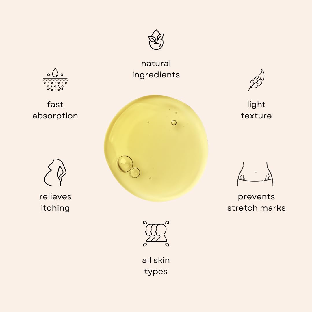 Irene Organics Organic Belly Oil for Pregnancy Stretch Mark Prevention and Treatment Award Winning Anti Stretch Mark Tummy Oil For Pregnancy and Postpartum - Hydrating Bump Serum