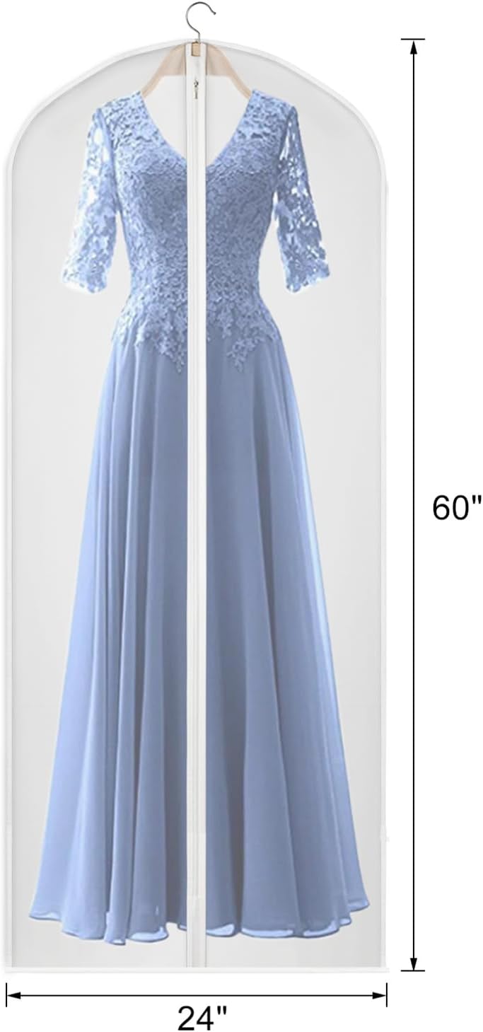 Kntiwiwo 60 inches Garment Bags for Closet Storage with Zipper Clear Garments Bag for Gowns Long, Dresses, Suit, Coat - Set of 20 [Upgraded Version]