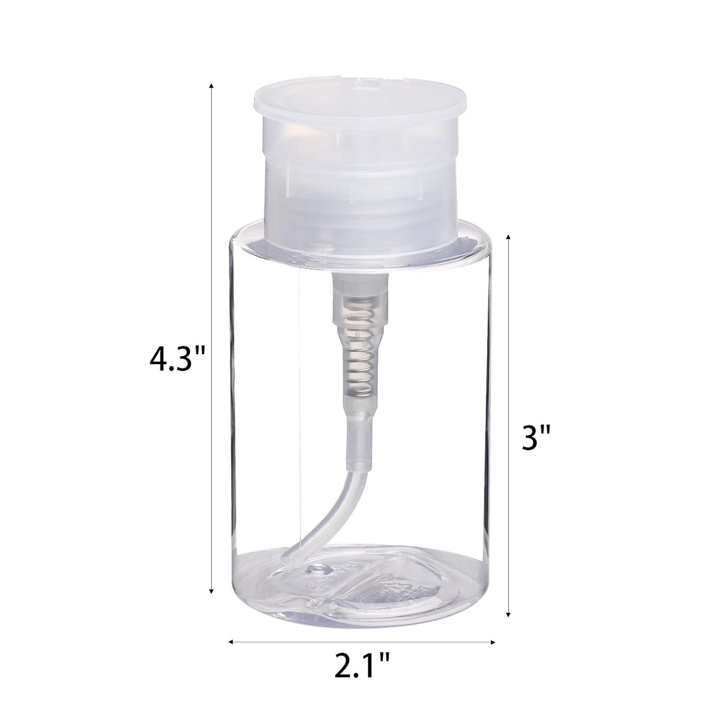 Pack of 3 Nail Polish Remover Pump Empty Dispenser Bottle for Alcohol, Acetone, Nail Polish and Makeup Remover, 150ml(5.10z), Clear Top Cap