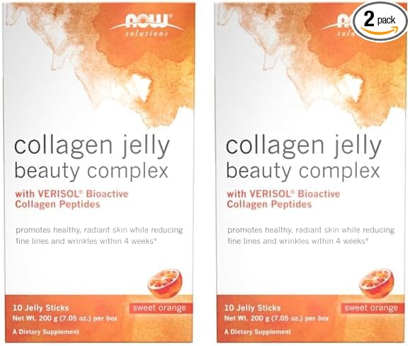 NOW Solutions, Collagen Jelly Beauty Complex, Sweet Orange Flavor, 10 Jelly Sticks (Pack of 2)