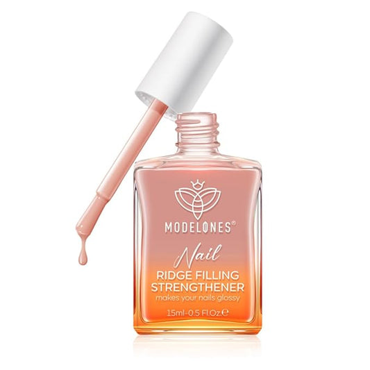 modelones Nail Strengthener Ridge Filler for Nails Repair Kits Jelly Nude Nail Polish for Thin Weak & Damaged Nails Hardener for Nail Protection, Nail Care, 15ml