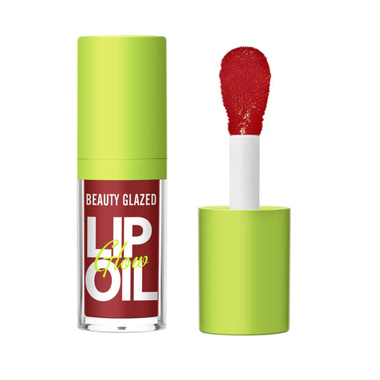 Beauty Glazed Big Brush Head Lip Oil, Ultra-Hydrating & Nourishing, Smooth Glossy Finish Lip Glow Oil, Shiny and Vegan Tinted Lip Gloss, Non-Sticky Formula (105# PASSION)