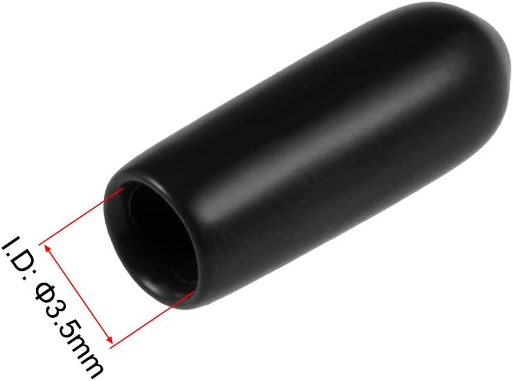 uxcell 50pcs Rubber End Caps 3.5mm(1/8 inch) ID Vinyl Round Tube Bolt Cap Cover Screw Thread Protectors Black