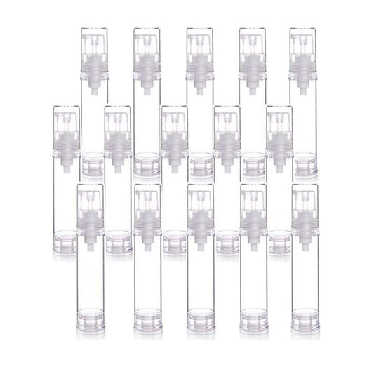 15 Pcs Clear Airless Lotion Pump Bottles Empty Cream Vacuum Bottles Cosmetic Containers Travel Press Pump Bottles For Foundations,serums,and more (10ml)