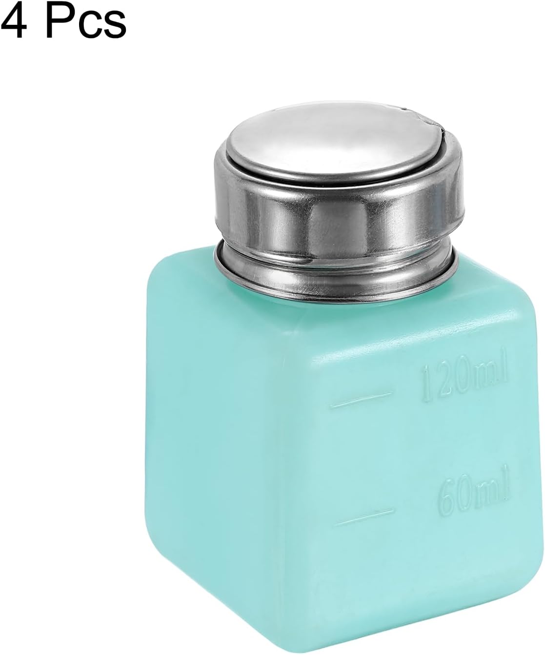 HARFINGTON 4PCS 120ML(4oz) Push Down Alcohol Dispenser Pump Liquid Press Empty Bottles Refillable Container for Cleanser Nail Polish Remover, Green