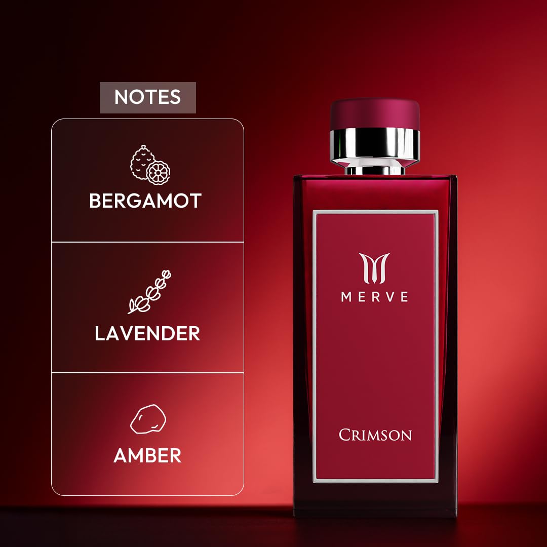 Merve Crimson Premium Long Lasting Fragrance Luxury Scent For Men | Sweet Spicy, Citrus, Amber | Perfumes For Men | 3.4 Ounces
