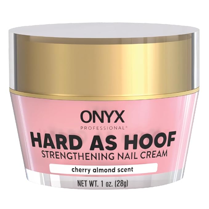 Onyx Professional Hard as Hoof Nail Strengthening Cream, Cherry Almond Scent - Nail Growth & Conditioning Cuticle Cream Stops Splits, Chips, Cracks & Strengthens Nails, 1 oz