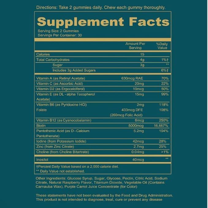 WEEM Hair Skin and Nails Gummies - Supports Healthy Hair - Vegan biotin Vitamins for Women & Men Supports Faster Hair Growth, Stronger Nails, Healthy Skin, Extra Strength (3)