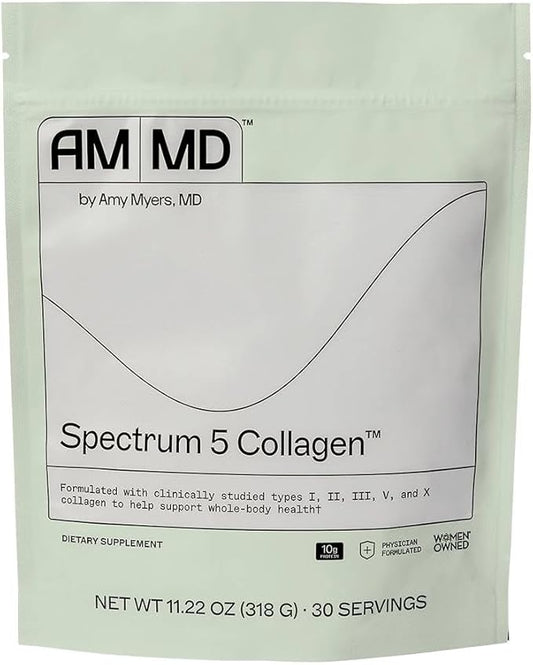 Dr Amy Myers Spectrum 5 Collagen Peptides Powder - Multi Collagen Protein Powder (Type I, II, III, V, X) - Proprietary Blends, Chicken Bone Broth, Hydrolyzed Bovine Collagen, Fish Collagen, Eggshell