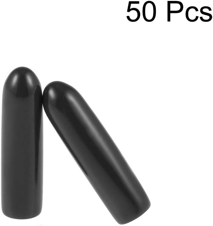 uxcell 50pcs Rubber End Caps 2mm ID Vinyl Round Tube Bolt Cap Cover Screw Thread Protectors Black