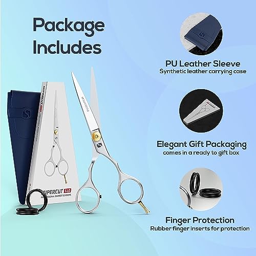 Suvorna 6" hair scissors for professional, barber & hairdresser - hair shears for cutting, trimming, grooming, precision, facial hair - Right Hand hair cutting scissors for men, women, kids, adults.