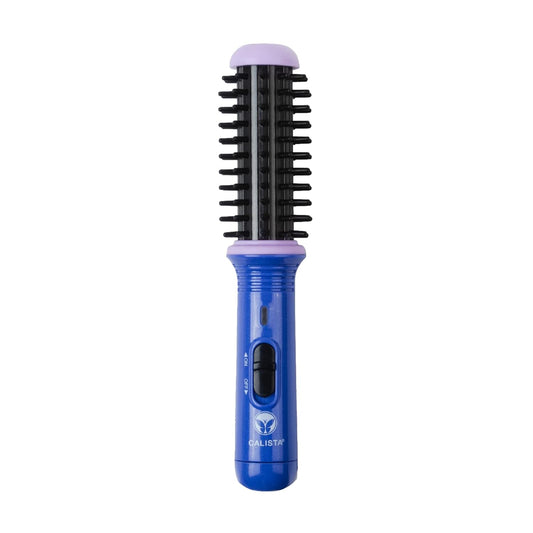 CALISTA GoGo Mini Heated Round Brush | Curl, Touch-Up, De-Frizz, Smooth, and Style Hair with Mini 7” Styling Tool | Heats to 365°F | Perfect Travel Tool | Dual Voltage (Lapis Blue)
