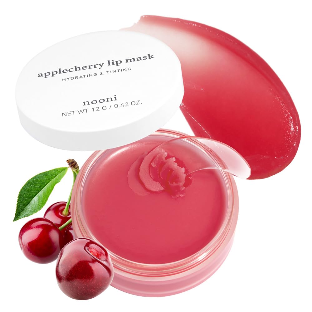 NOONI Vegan Applecherry Lip Mask Overnight – Hydrating Lip Balm & Butter with Shea Butter & Vitamins | Soothing Moisturizer, Softening Treatment for Dry Lips, 0.42 oz