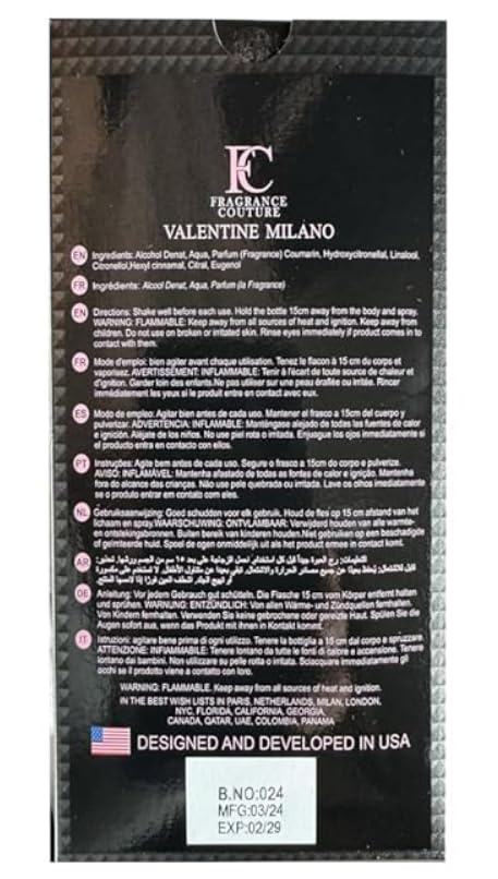 Valentine Milano for Men EDP 3.4 FL. OZ.