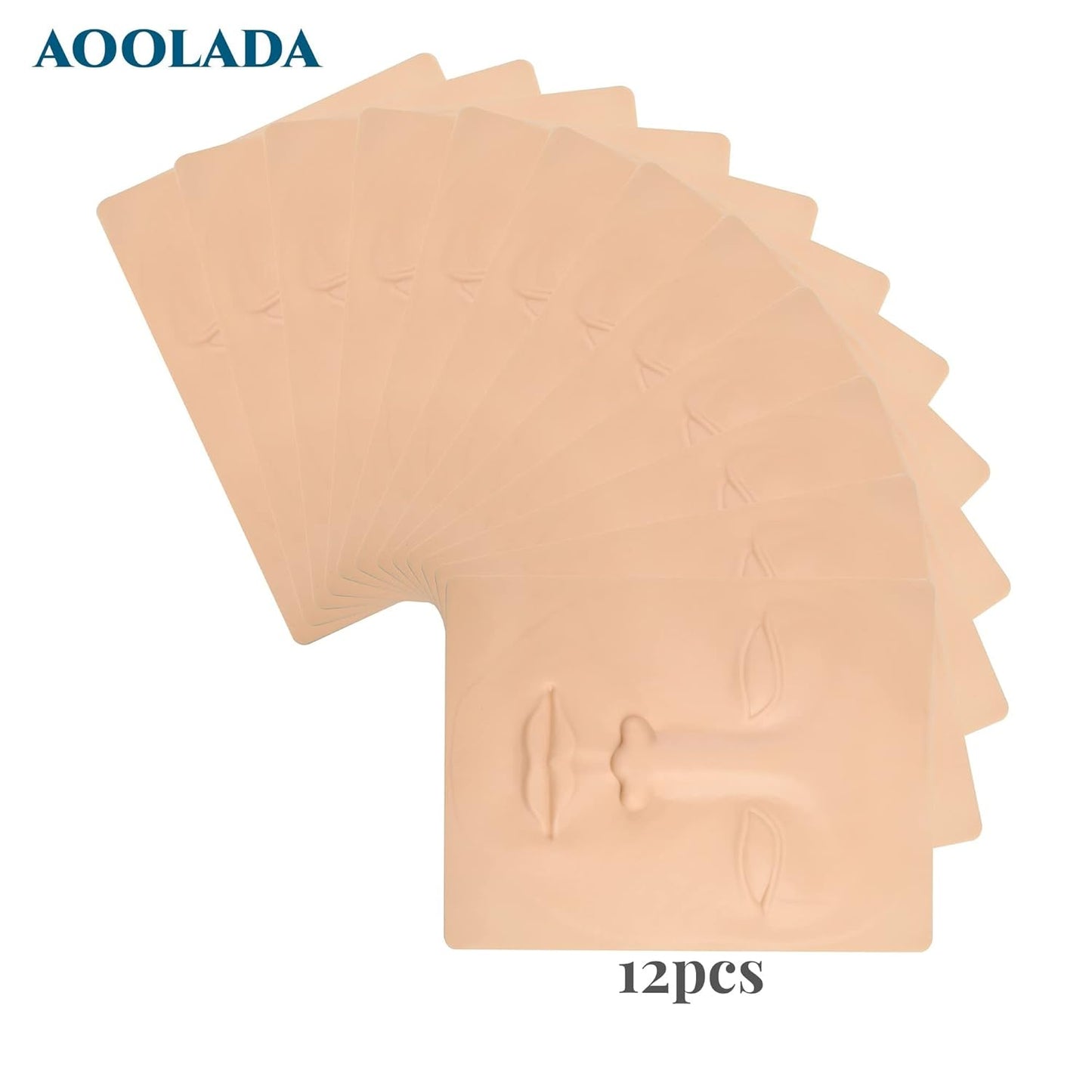 Microblading Practice Skin - 12 Sheets 3D Face Permanent Makeup Tattoo Training for Eyeline, Lip, Eyebrow - Silicone Skin for Face Tattoo Practice