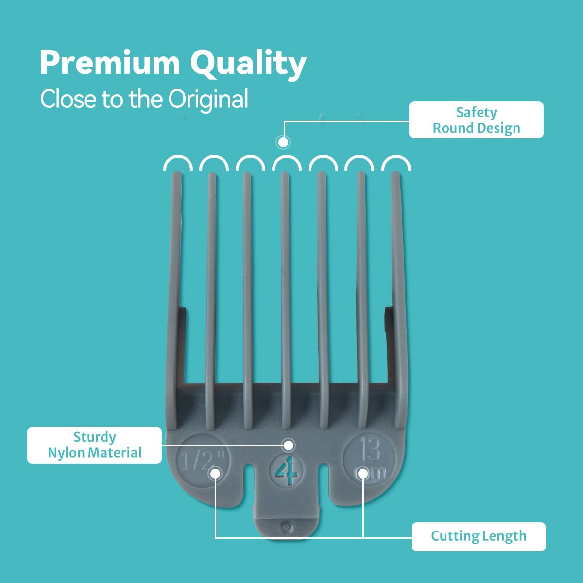 Clipper Guards Set Compatible with Most Wahl Clippers, Clipper Guides Replacement - 1/16" to 1", 10 Piece Set, Grey Color