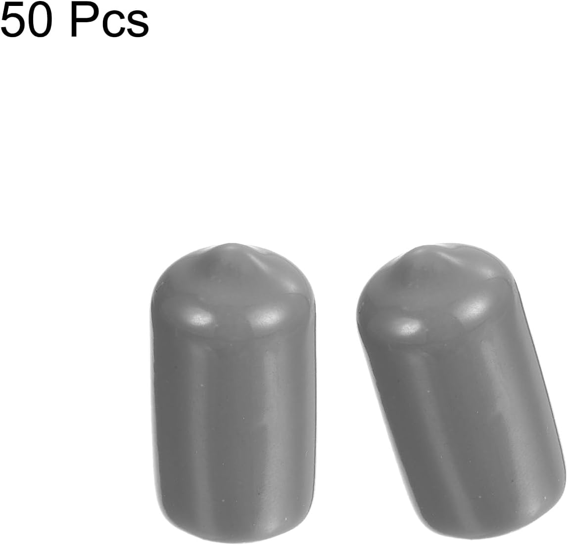 uxcell 50pcs Rubber End Caps Protective Caps 11mm ID Vinyl PVC Round Tube Bolt Cap Cover Screw Thread Protectors Light Grey