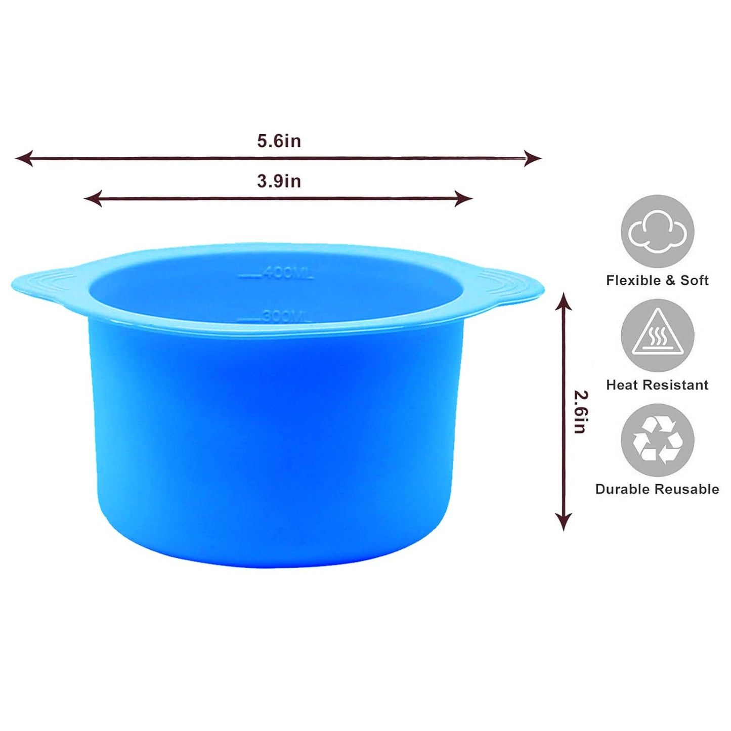 Silicone Wax pot Liner, Silicone Wax Bowl Warmer liner, Non-Stick Melt Pot Replacement, Reusable Melt Liner with 50 Pcs Waxing Sticks Body Hair Removal 14 oz Bule
