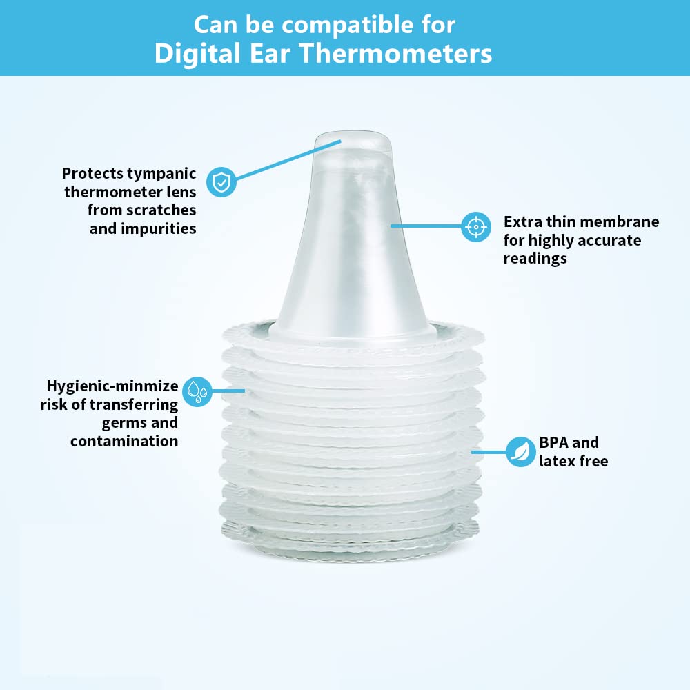 200X Ear Thermometer Probe Covers Lens Filters Refill Caps for All Braun Digital Ear Thermometer Models, BPA Free and Disposable for Braun Thermoscam 7 Series, 6 Series(200)