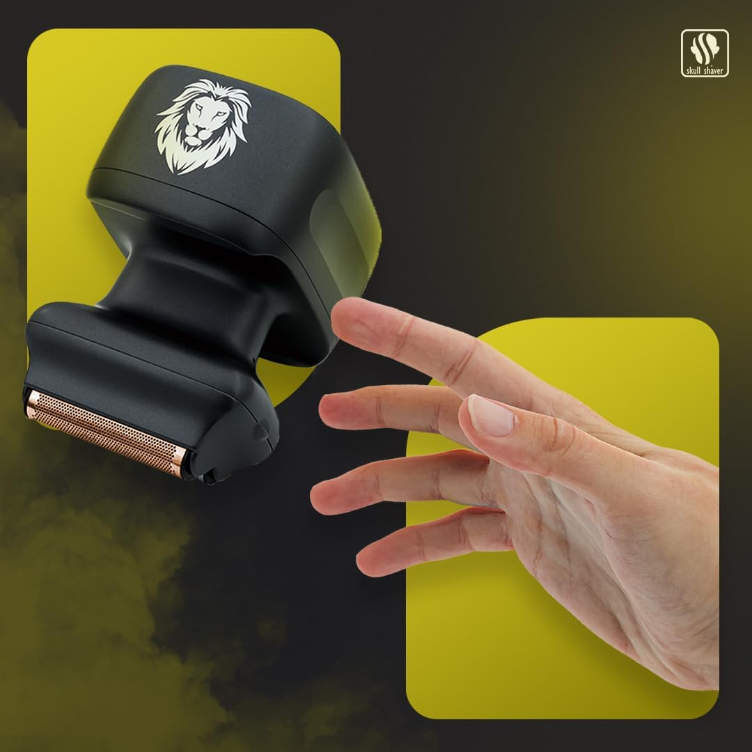 Skull Shaver One Lion Gold PRO Face Shaver for Men - Electric Shaver with Stepped Twin Foil