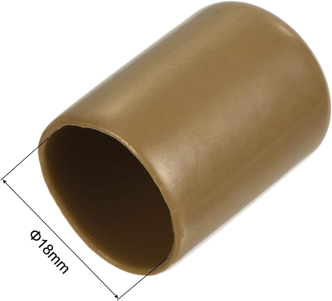 uxcell 50pcs Rubber End Caps 18mm ID Vinyl PVC Round Tube Bolt Cap Cover Screw Thread Protectors Light Brown, 0.7 inch