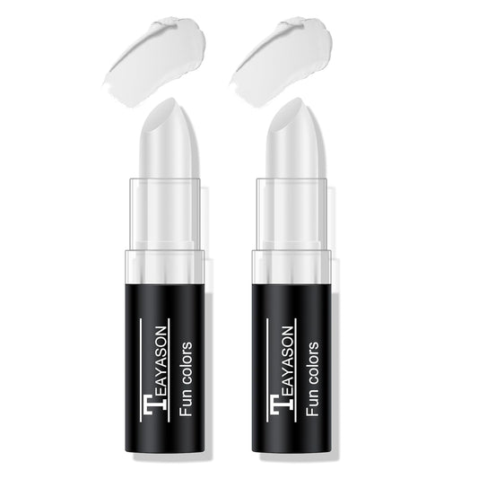 2Pcs White Face Body Paint Stick, White lipstick for Cosplay/Halloween/Costume Parties Accessories Vampire/Joker/Clown/Zombie Makeup Cream Face& Body Paint Easy to Blend