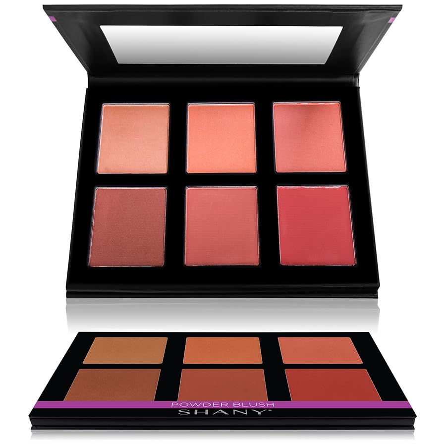 SHANY Shimmer & Matte Powder Blush Makeup Palette with Mirror - 6 Color Makeup Blush Palette - BLUSH