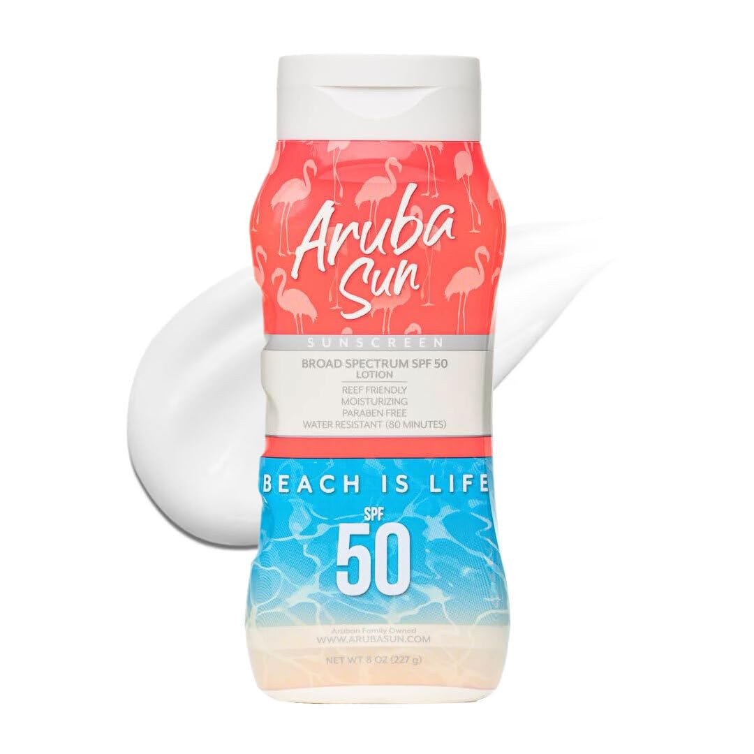 SPF 50 Sunscreen Lotion 8oz - Reef Act Compliant no 67 Octinoxate & Oxybenzone Free - Sun Screen Broad Spectrum UVA/UVB - Sunscreen Waterproof and Non-Greasy