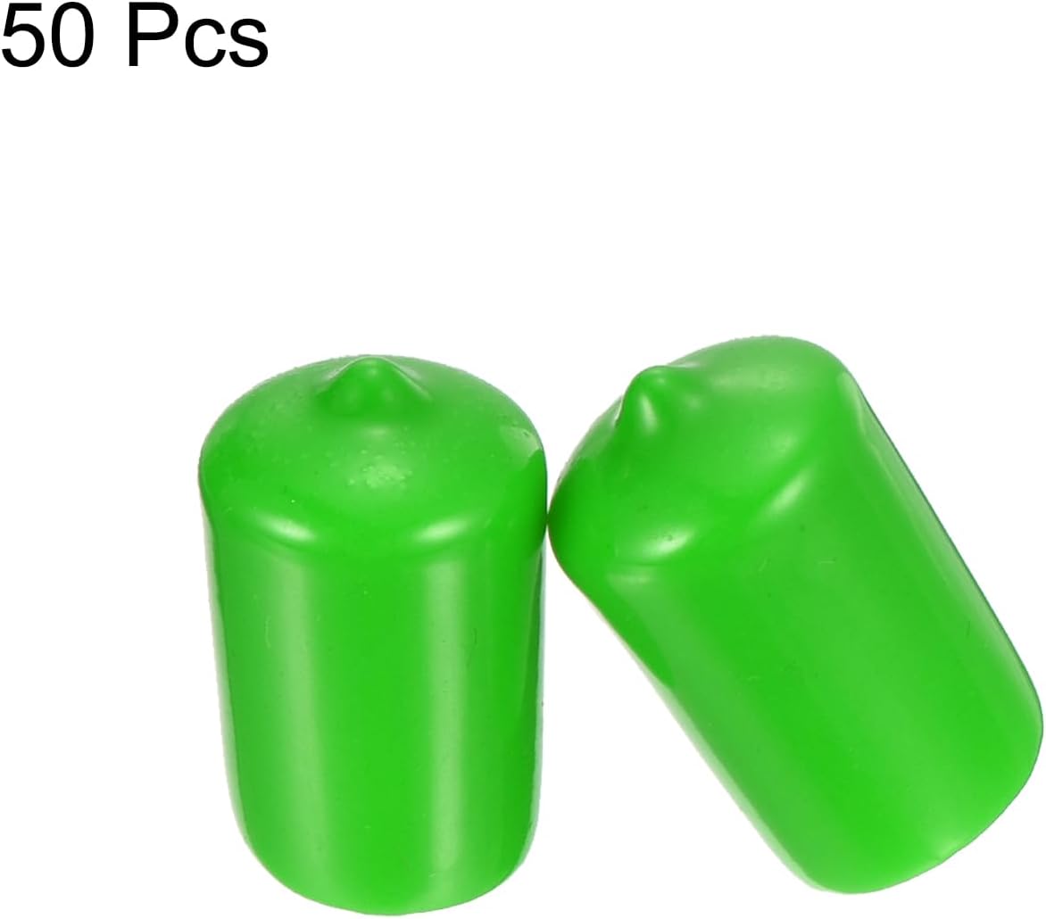 uxcell 50pcs Rubber End Caps 19mm(3/4 inch) ID Vinyl Cap Cover Screw Protectors Green