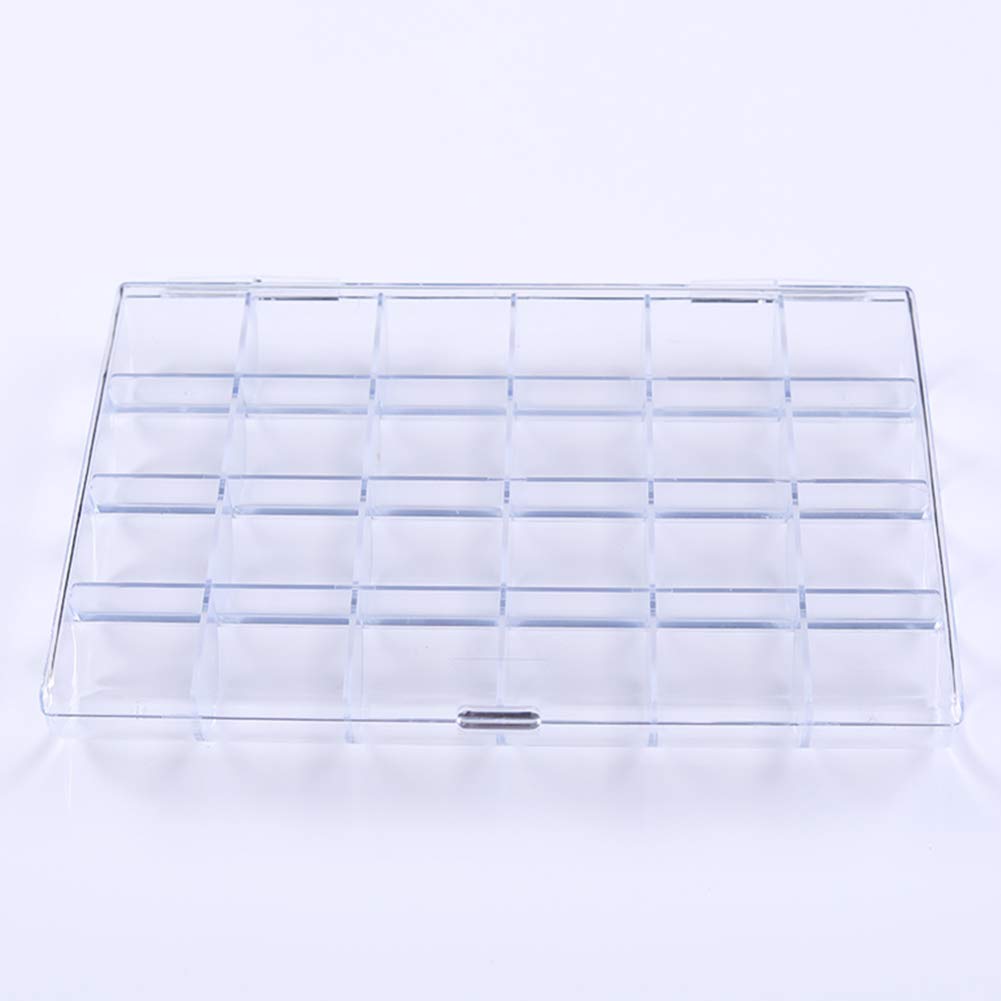 Kemaily 24 Slots Empty Clear Nail Art Decoration Storage Box Nail Glitter Rhinestone Crystal Accessories Container Storage Box