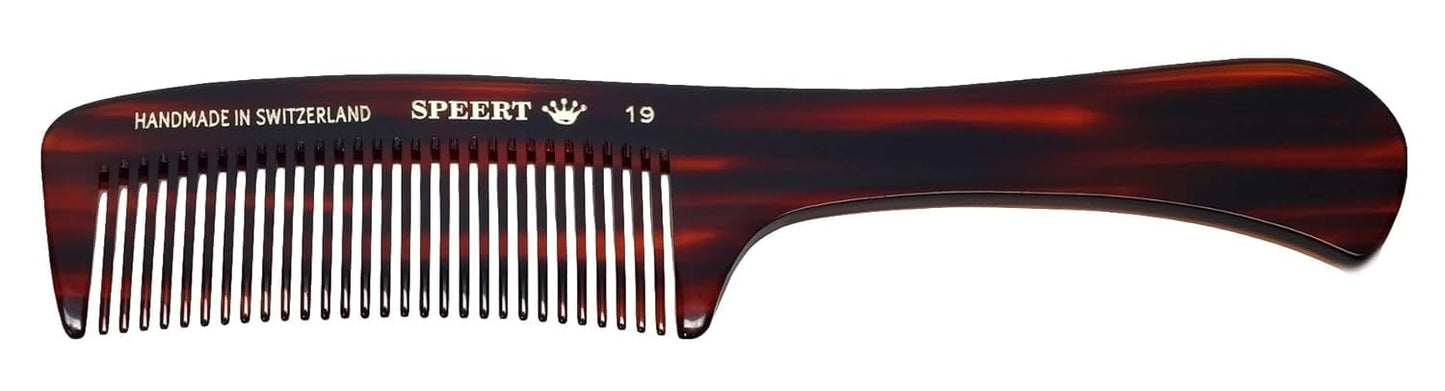 #19 Handmade Wide Tooth Rake Comb Tortoise Havana Acetate Large Handle Thick Coarse Curly Hair Detangling Parting Grooming Teasing Hair Styling Hairdresser Barber Hairdressing Wet Dry Pocket