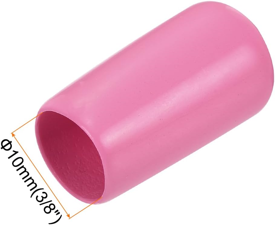 uxcell 50pcs Rubber End Caps 10mm(3/8 inch) ID Vinyl PVC Round Tube Bolt Cap Cover Screw Thread Protectors Pink, 0.4 inch