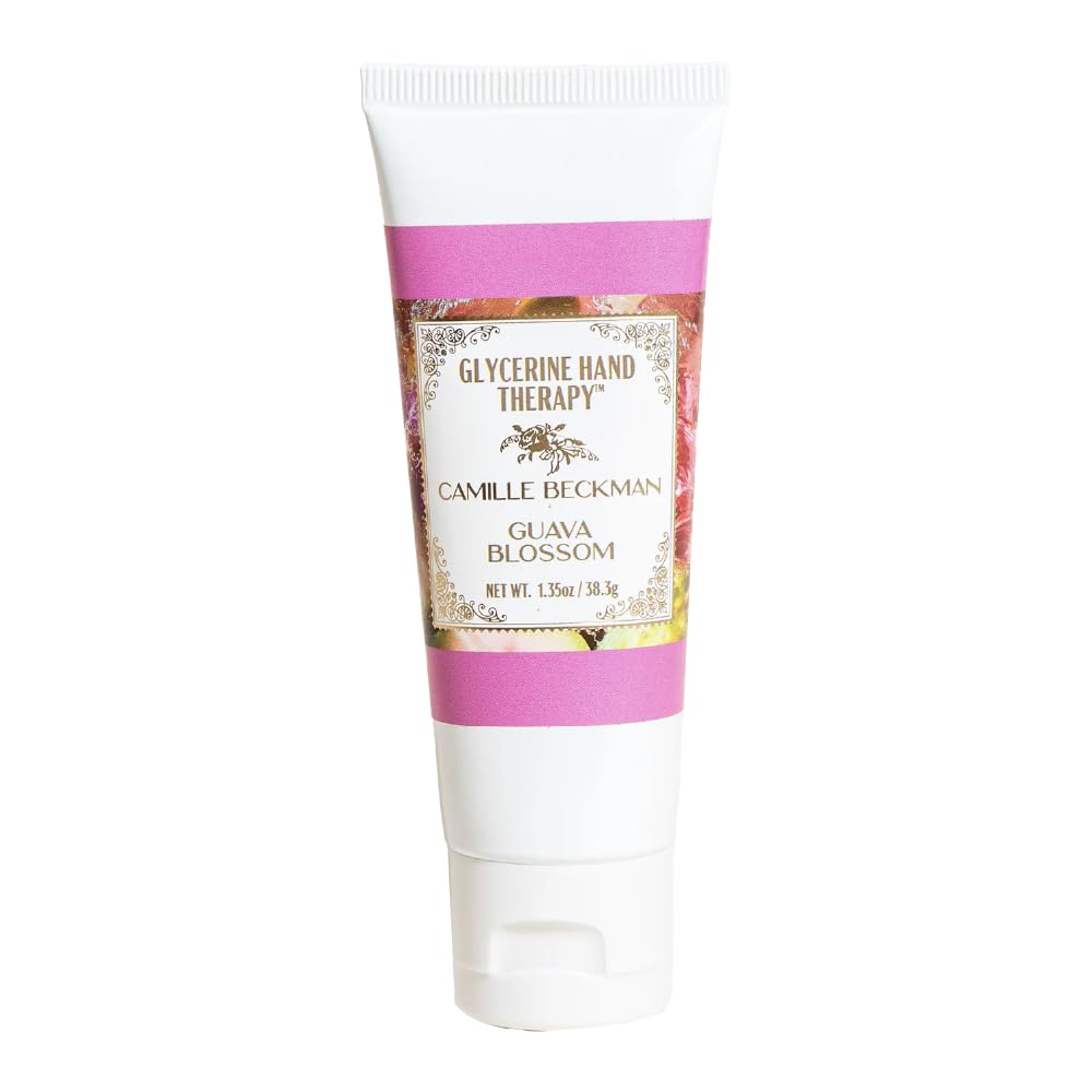 Camille Beckman Glycerine Hand Therapy Cream, Guava Blossom, Ultra Moisturizing Hand Cream for Dry, Cracked Hands, Non-Greasy, Paraben-Free, Made in USA, 1.35 Ounce