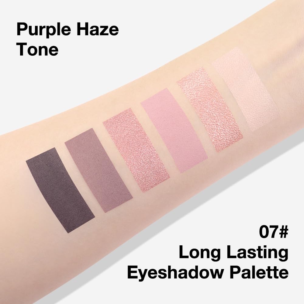 6 Colors Mini Pink Eye Shadow Palette Makeup for Older Women, Neutral Matte Shimmer Eyeshadow Palette Highly Pigmented Waterproof, paleta de sombras de ojos, Vegan & Cruelty-free, 07