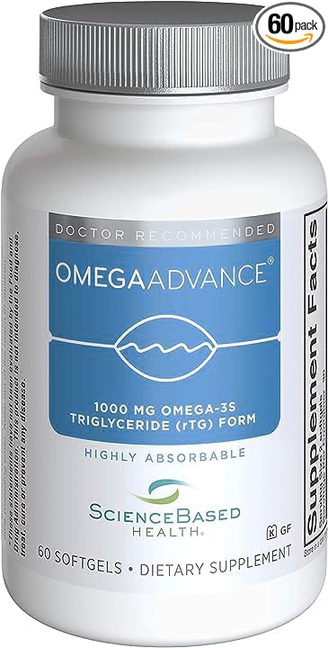 OmegaAdvance Omega-3 Fish Oil Supplement 1000 MG. 60 Softgels